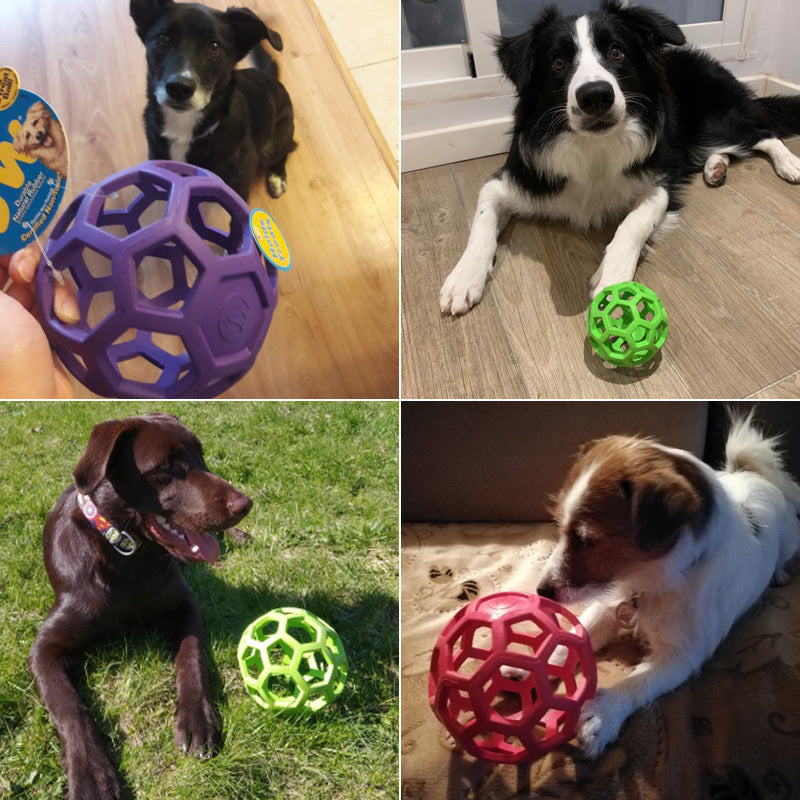 JMT-358538 Milk-Scented Dog Toy Ball - Natural Rubber Geometric Treat Dispenser for Chewing and Teeth Cleaning, 8cm/14cm