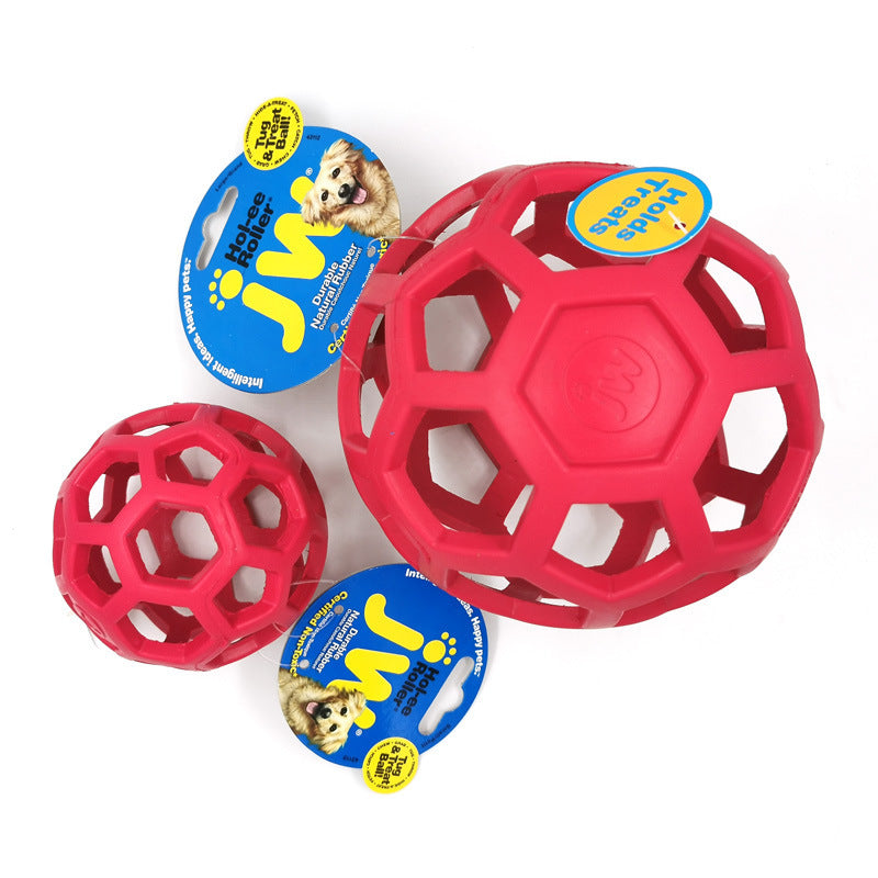 JMT-358538 Milk-Scented Dog Toy Ball - Natural Rubber Geometric Treat Dispenser for Chewing and Teeth Cleaning, 8cm/14cm