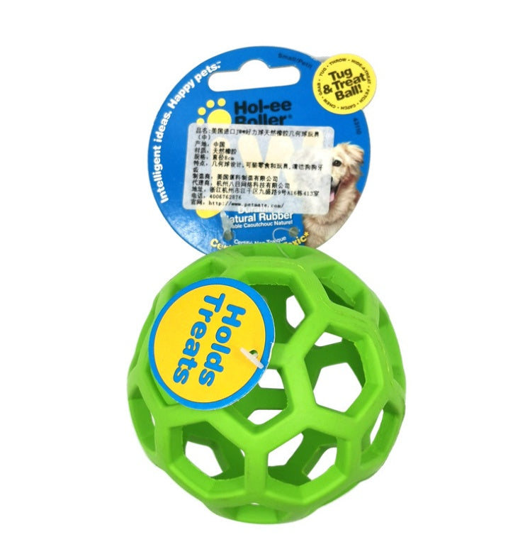 JMT-358538 Milk-Scented Dog Toy Ball - Natural Rubber Geometric Treat Dispenser for Chewing and Teeth Cleaning, 8cm/14cm