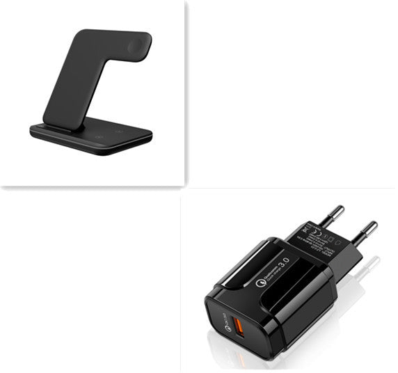 JMT-358730 3-in-1 Wireless Charger Station for Qi-Enabled Devices, Compatible with Mobile Phones, Smartwatches, and Headphones