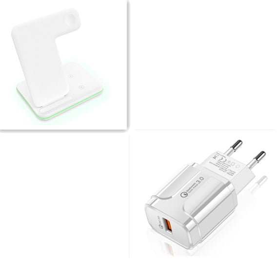 JMT-358730 3-in-1 Wireless Charger Station for Qi-Enabled Devices, Compatible with Mobile Phones, Smartwatches, and Headphones