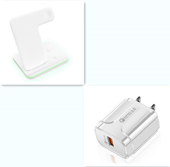 JMT-358730 3-in-1 Wireless Charger Station for Qi-Enabled Devices, Compatible with Mobile Phones, Smartwatches, and Headphones