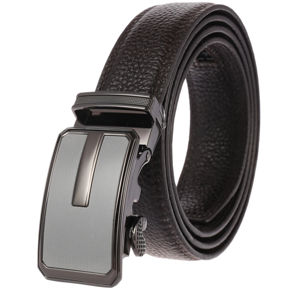 JMT-358986 Automatic Buckle Leather Belt for Men - Adjustable Fit, Premium Quality Craftsmanship