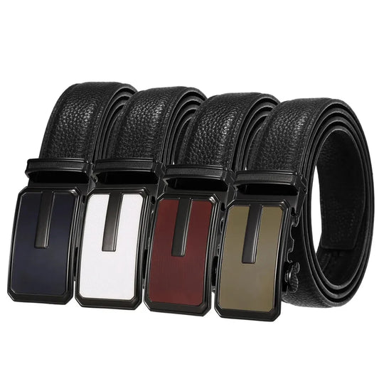 JMT-358986 Automatic Buckle Leather Belt for Men - Adjustable Fit, Premium Quality Craftsmanship
