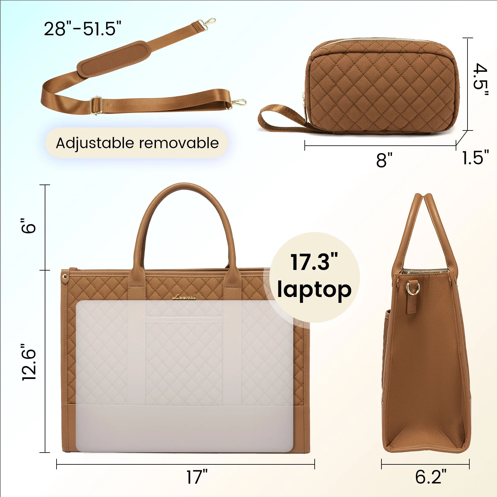 JMT-359114 Stylish 2-Piece Waterproof Business Tote and Laptop Bag Set for Travel and Work