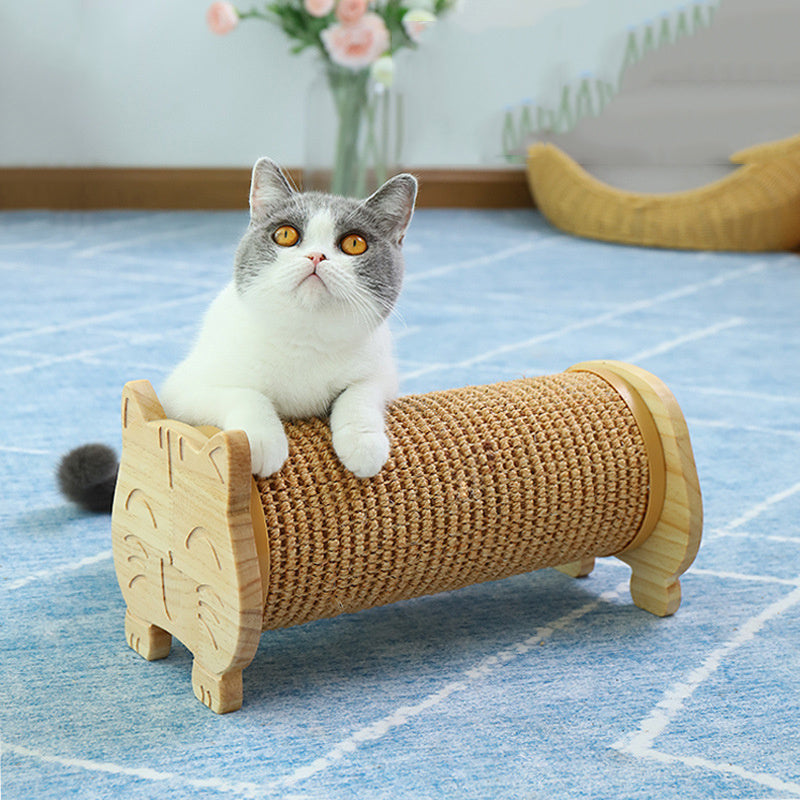 JMT-359690 Natural Pine Wood & Sisal Cat Scratching Post - Claw Sharpener and Pet Toy