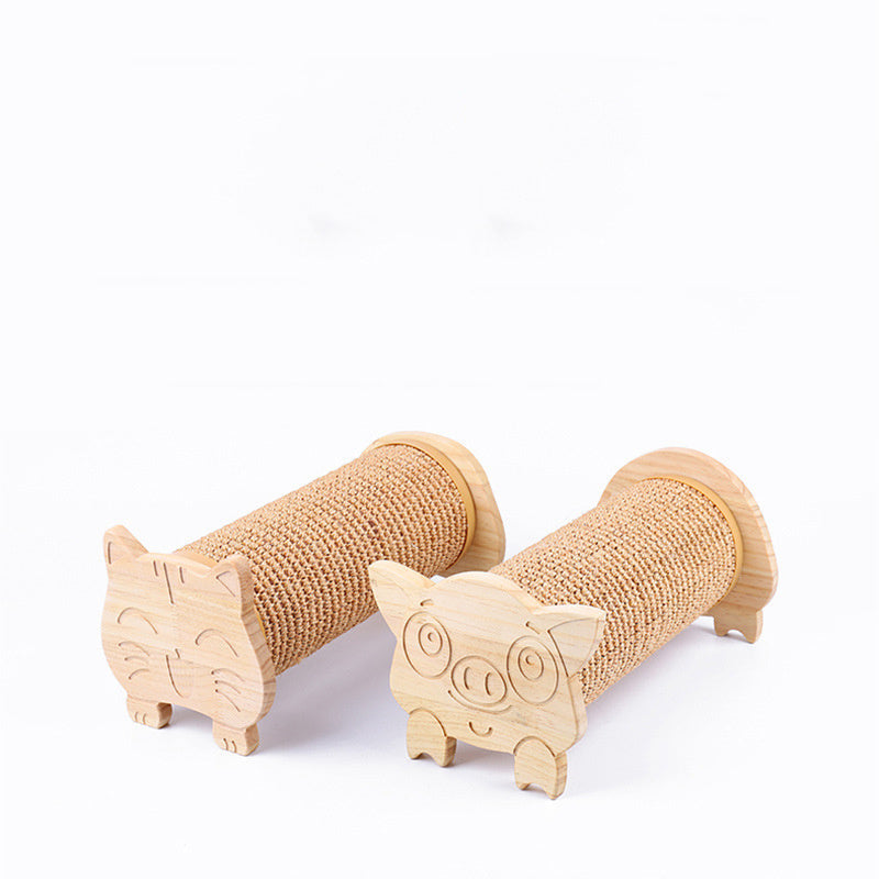 JMT-359690 Natural Pine Wood & Sisal Cat Scratching Post - Claw Sharpener and Pet Toy