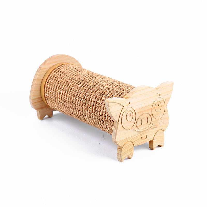 JMT-359690 Natural Pine Wood & Sisal Cat Scratching Post - Claw Sharpener and Pet Toy