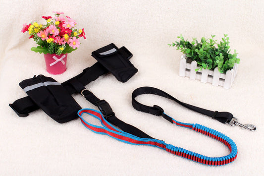 JMT-359882 Cushioned Nylon Running Dog Leash with Hands-Free Design and Adjustable Control