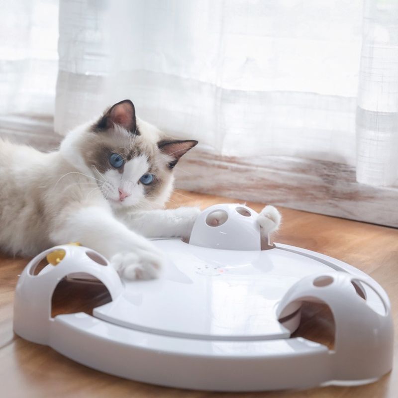 JMT-360522 Auto-Rotating Cat Toy Turntable with Electric Mouse Play Plate - Durable ABS Material