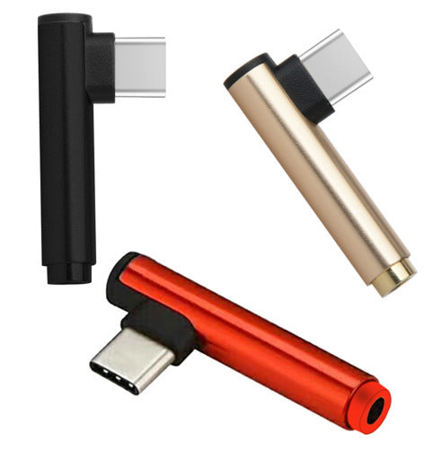 JMT-360714 Aluminum Alloy 2-in-1 Type-C Audio Adapter with Elbow Design
