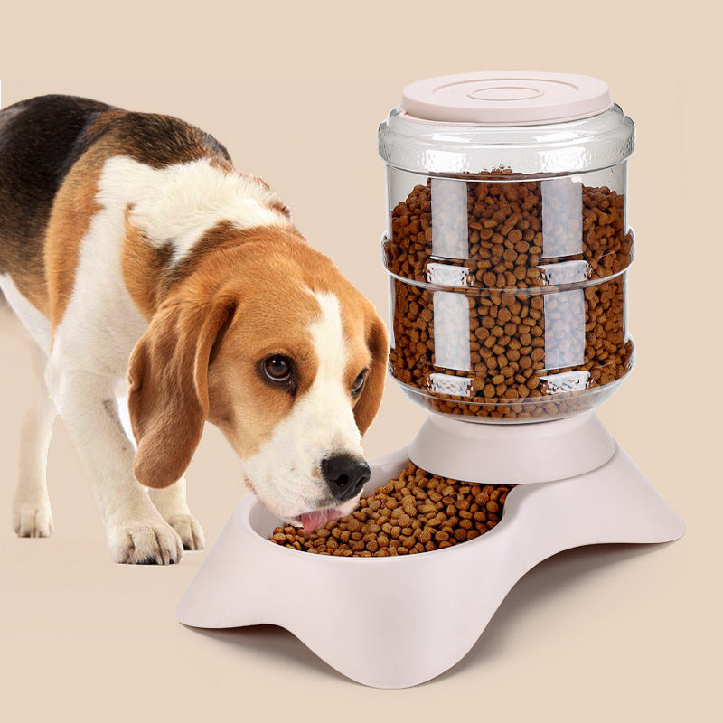 JMT-360714 Frosted Texture Plastic Automatic Pet Feeder and Drinking Fountain Combo