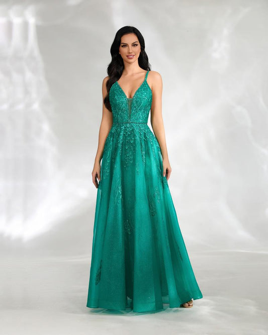 JMT-360778 Elegant Green Evening Gown for Women - SH0105 Model