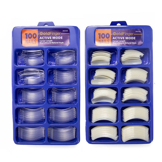 JMT-360842 Nail Patches Assortment in Transparent and Natural Art Nail Boxes - Ten Sizes Available