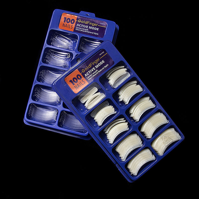 JMT-360842 Nail Patches Assortment in Transparent and Natural Art Nail Boxes - Ten Sizes Available