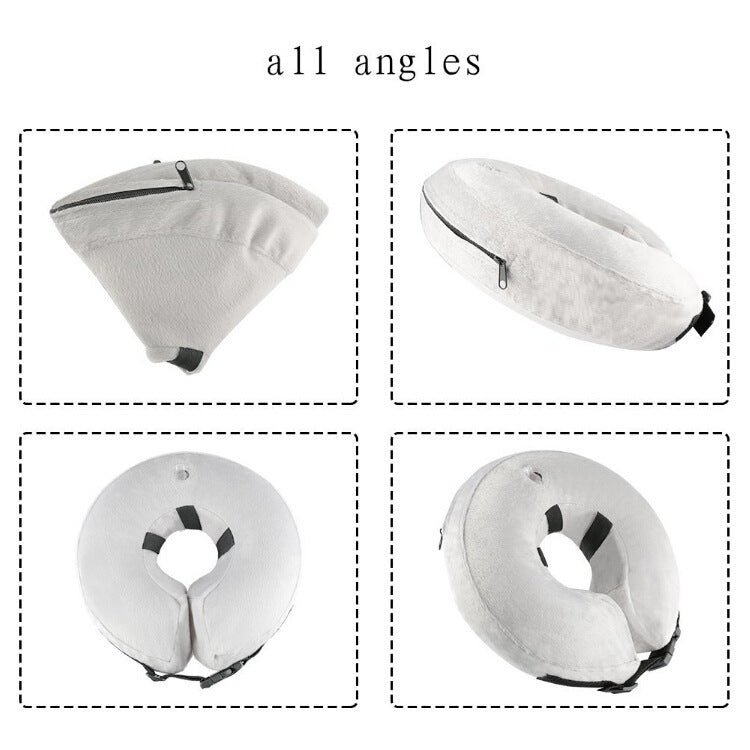 JMT-361354 Inflatable Cotton Pet Collar - Adjustable Neck Sizes for Comfort - Grey and Blue Options Available