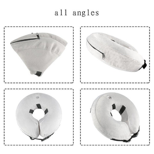 JMT-361354 Inflatable Cotton Pet Collar - Adjustable Neck Sizes for Comfort - Grey and Blue Options Available