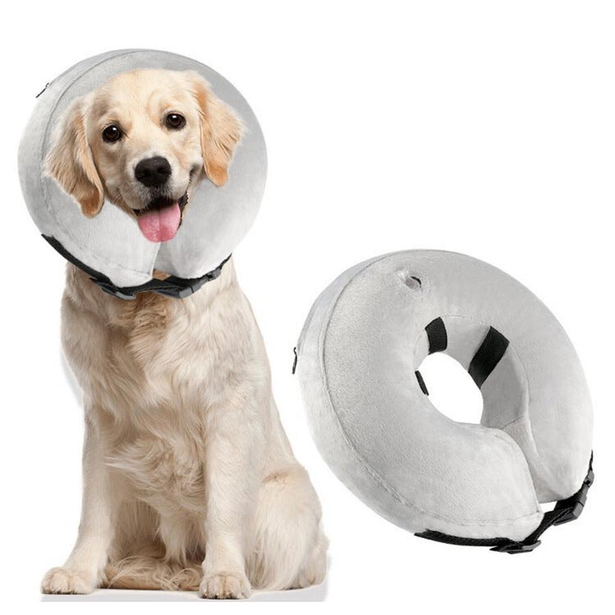 JMT-361354 Inflatable Cotton Pet Collar - Adjustable Neck Sizes for Comfort - Grey and Blue Options Available