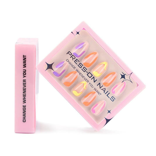 JMT-361994 Colorful Short Almond Nail Set for Women - GD27