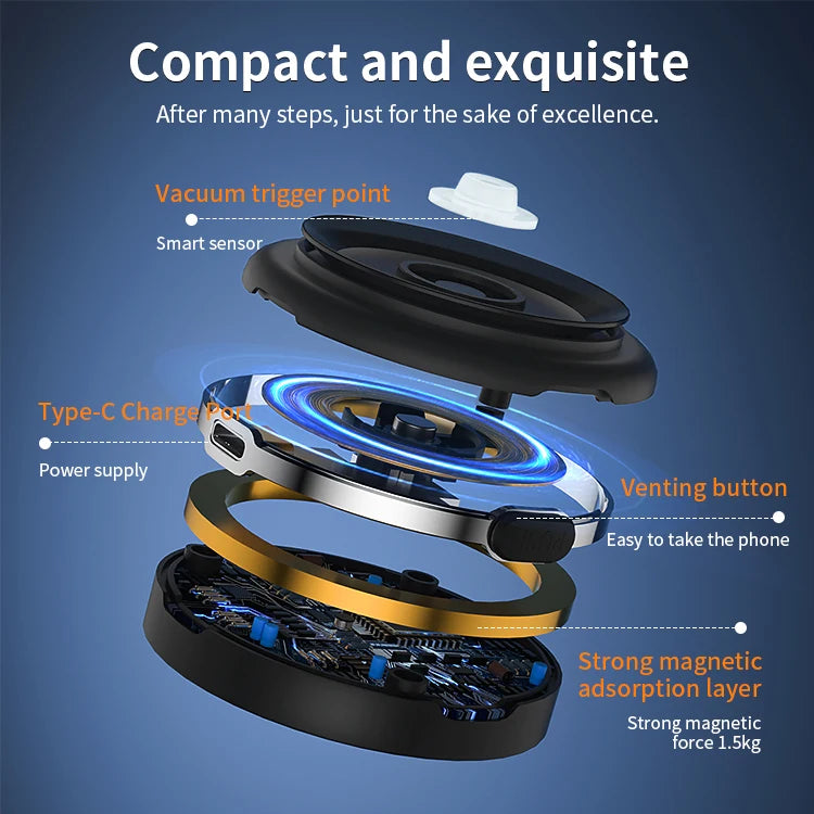 JMT-362506 Universal Magnetic Car Phone Holder with Vacuum Suction for Secure Mobile Device Mounting in Vehicles