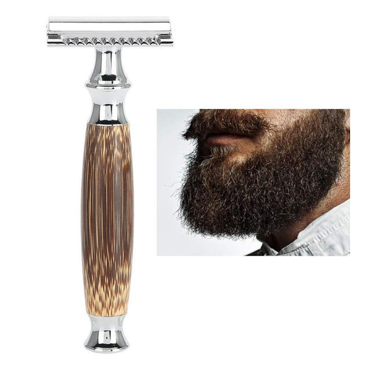 JMT-363082 Long Bamboo Handle Double Edged Safety Razor for a Smooth Shave