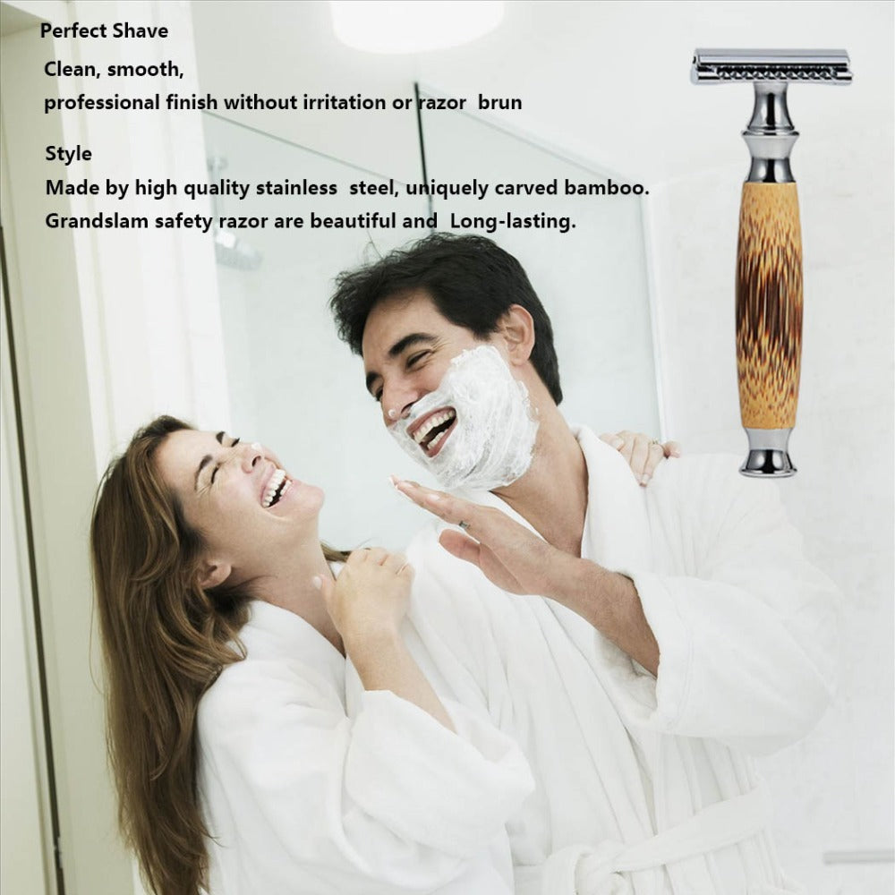 JMT-363082 Long Bamboo Handle Double Edged Safety Razor for a Smooth Shave