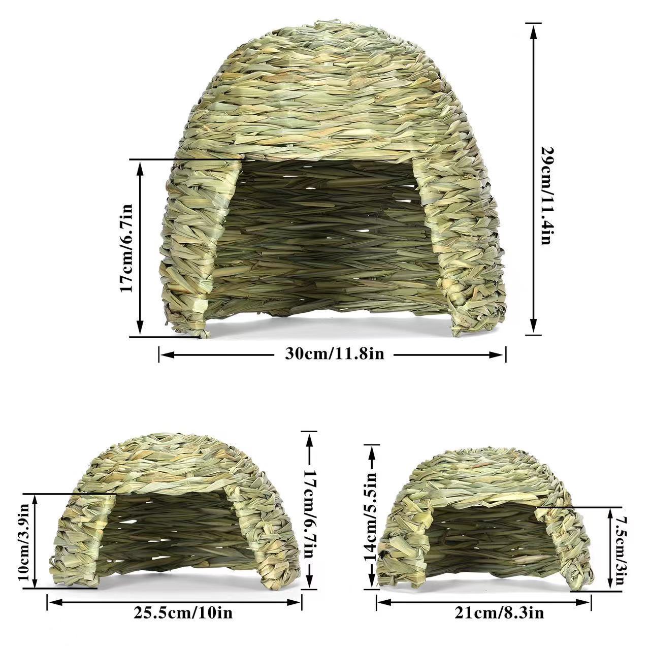 JMT-363146 Handmade Thatched Hut for Small Animals - Perfect for Rabbits, Hamsters, Hedgehogs, and Guinea Pigs