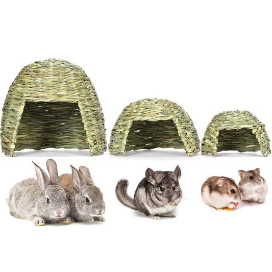 JMT-363146 Handmade Thatched Hut for Small Animals - Perfect for Rabbits, Hamsters, Hedgehogs, and Guinea Pigs