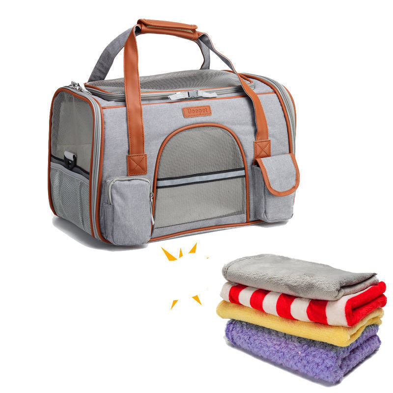 JMT-363338 Foldable Large Capacity Dog and Cat Backpack Carrier, Portable Handheld Diagonal Bag