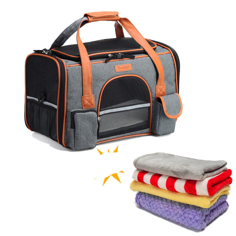 JMT-363338 Foldable Large Capacity Dog and Cat Backpack Carrier, Portable Handheld Diagonal Bag