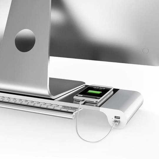 JMT-363466 Adjustable Computer Monitor Stand with USB Charging & Keyboard Storage Solution