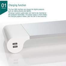 JMT-363466 Adjustable Computer Monitor Stand with USB Charging & Keyboard Storage Solution