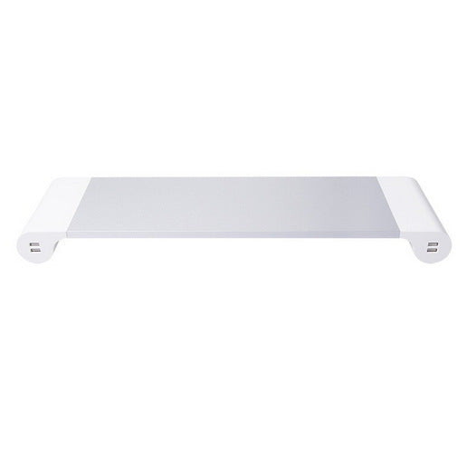 JMT-363466 Adjustable Computer Monitor Stand with USB Charging & Keyboard Storage Solution