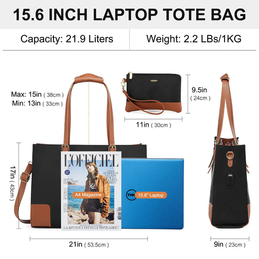 JMT-363658 Stylish Office Tote Bag Set for Women - Large Capacity 15.6 Laptop Briefcase and Shoulder Bag