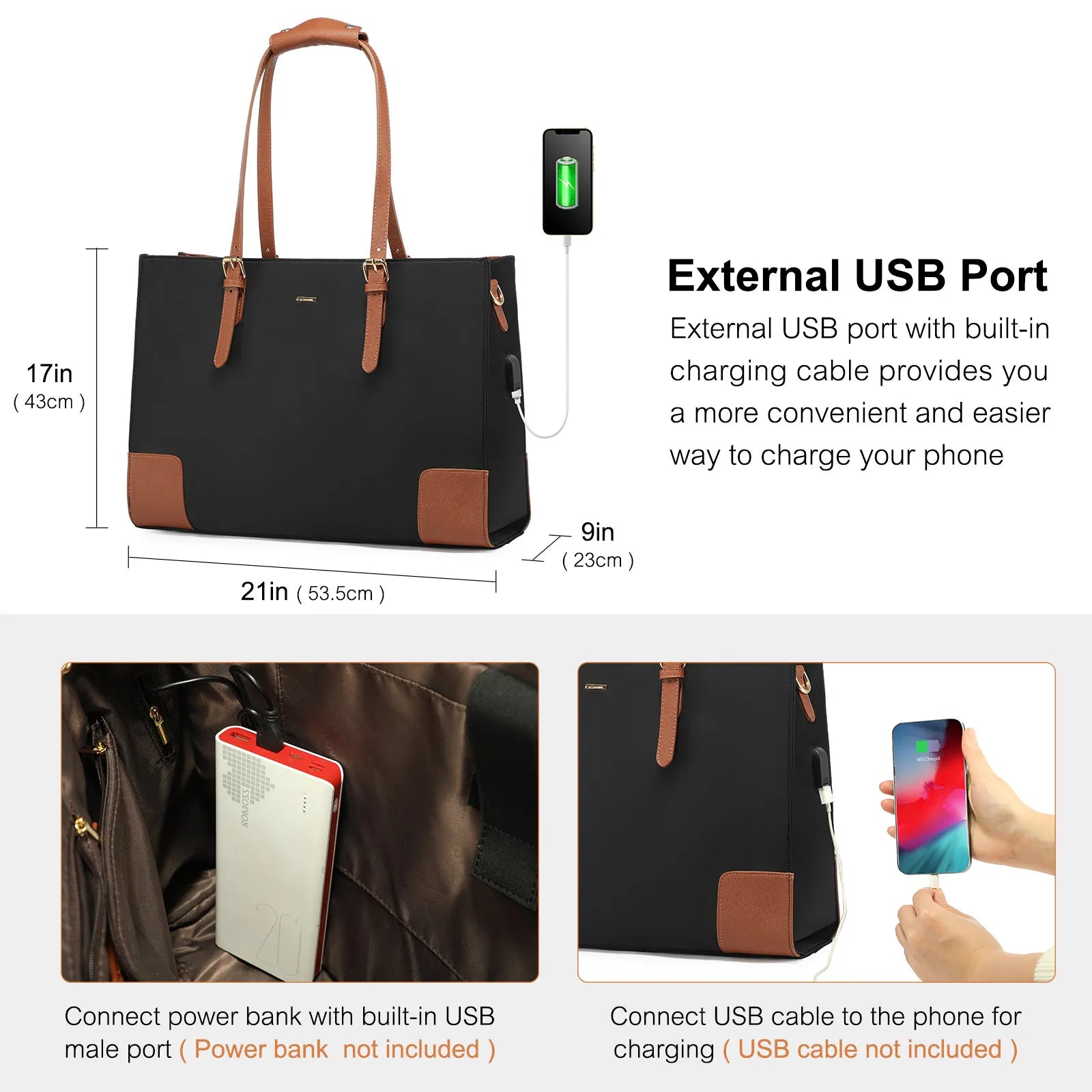 JMT-363658 Stylish Office Tote Bag Set for Women - Large Capacity 15.6 Laptop Briefcase and Shoulder Bag