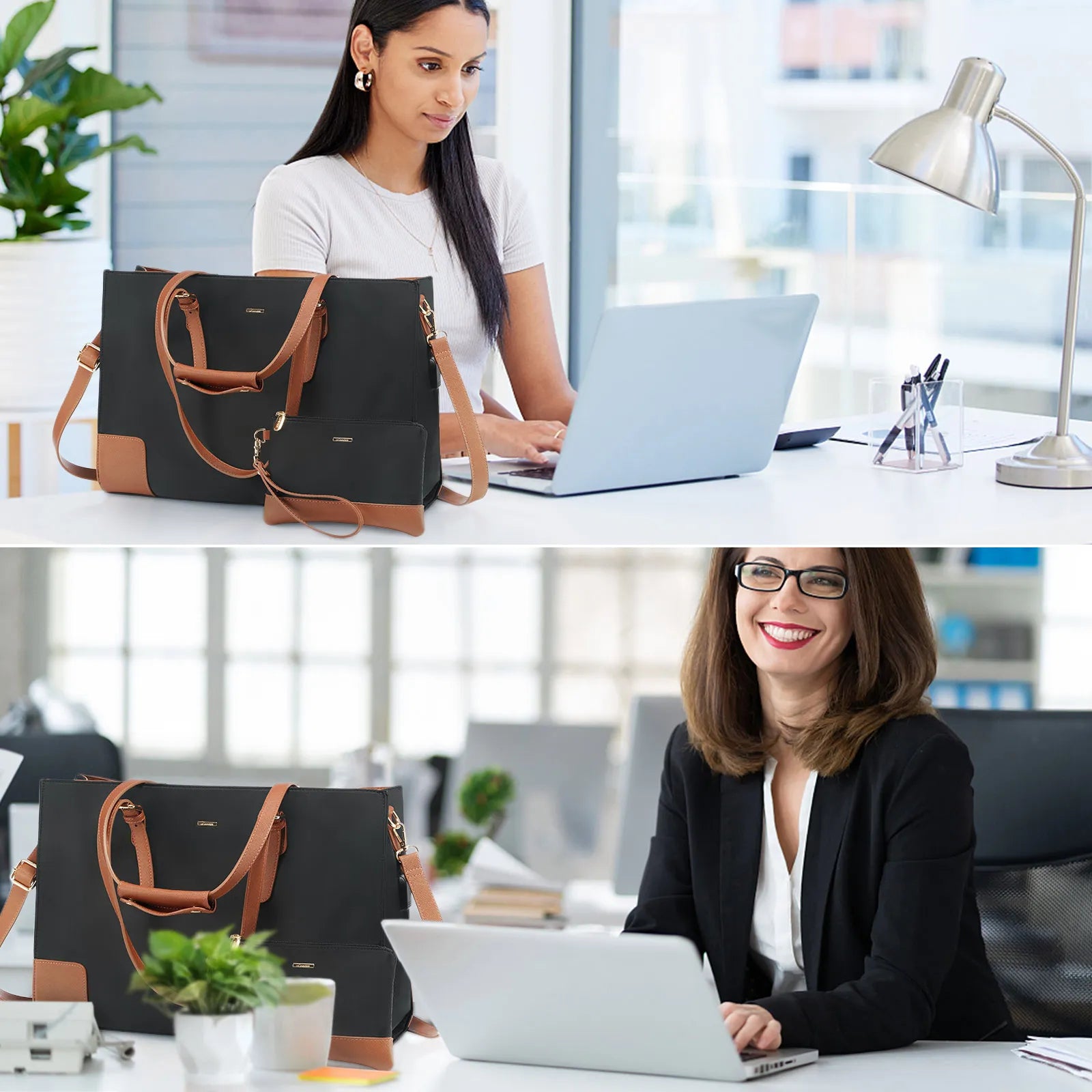 JMT-363658 Stylish Office Tote Bag Set for Women - Large Capacity 15.6 Laptop Briefcase and Shoulder Bag