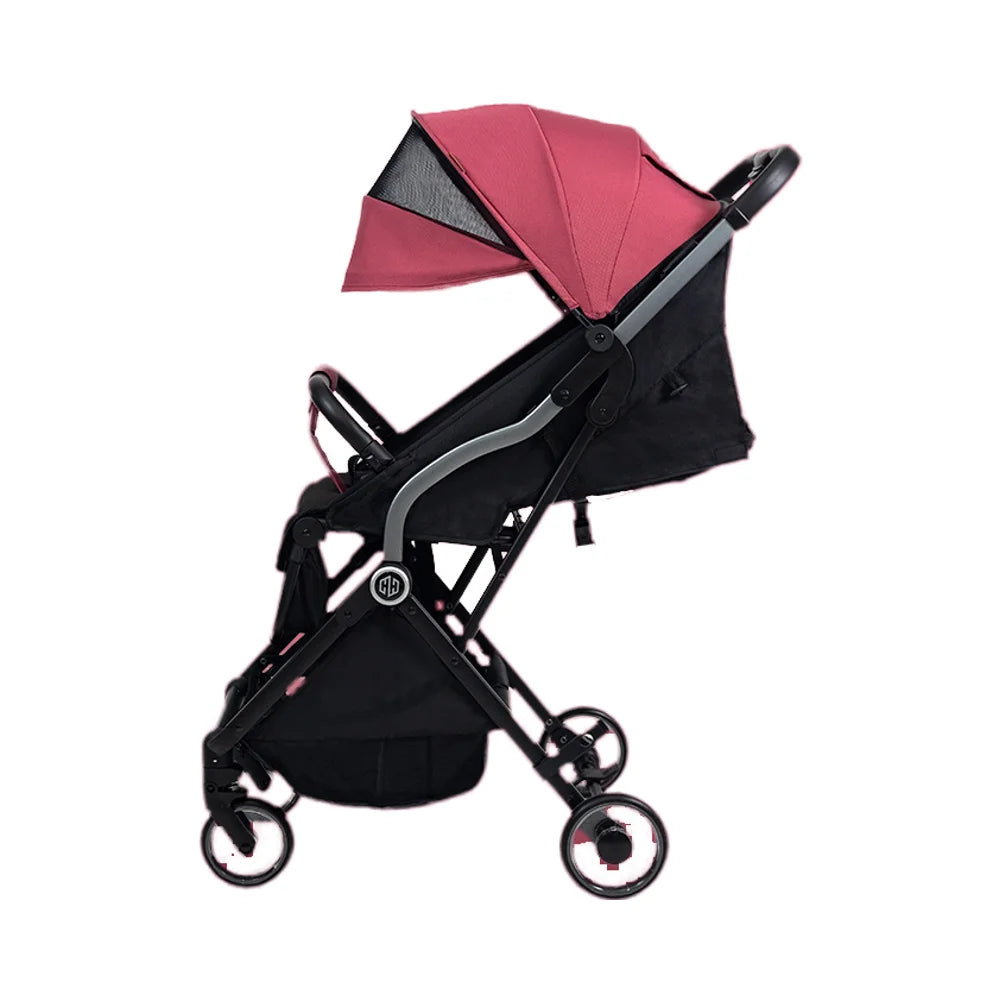 JMT-363850 Lightweight Folding Red Stroller for Toddlers with 4 Wheels and Comfortable Design