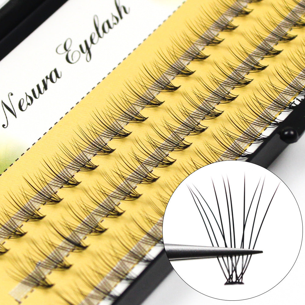 JMT-364106 Natural Curl Single Cluster Eyelashes - 10 Plants, Lengths 6-14mm, 0.1mm Thickness, Manual Craftsmanship