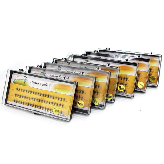 JMT-364106 Natural Curl Single Cluster Eyelashes - 10 Plants, Lengths 6-14mm, 0.1mm Thickness, Manual Craftsmanship