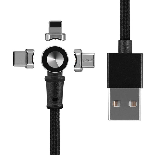 JMT-364682 Universal Magnetic Charging Cable with Multiple Head Compatibility (Type-C, Micro USB, Apple 8PIN) - 1 Meter Length