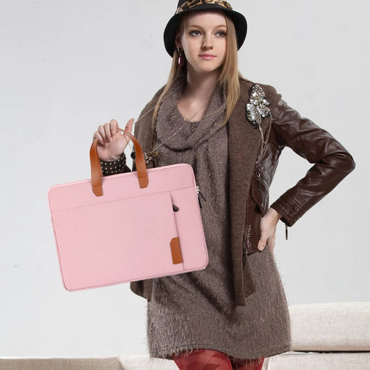 JMT-364810 Oxford 15.6 Inch Laptop Briefcase - Portable PU Leather Shoulder Bag with Plush Lining
