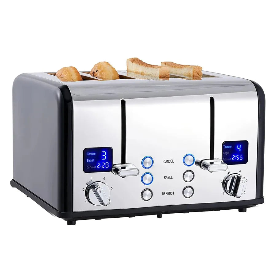 JMT-364938 Digital LED Display 4-Slice Stainless Steel Toaster with Smart Features