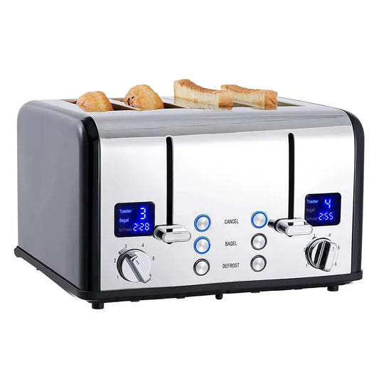 JMT-364938 Digital LED Display 4-Slice Stainless Steel Toaster with Smart Features