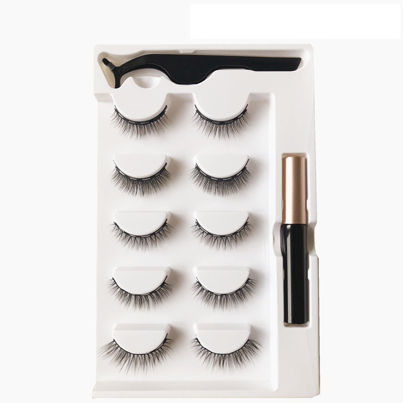 JMT-365258 Magnetic Eyeliner and Eyelashes Set - Five Pairs, Handcrafted Synthetic Fiber