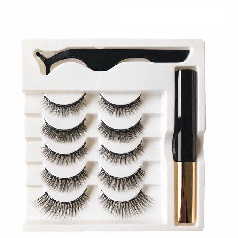 JMT-365258 Magnetic Eyeliner and Eyelashes Set - Five Pairs, Handcrafted Synthetic Fiber