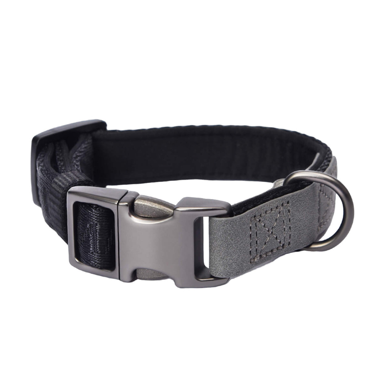 JMT-365322 Heavy Duty Adjustable Neoprene Padded Dog Collar with Side-Release Buckle and D-Ring, 1 in Wide