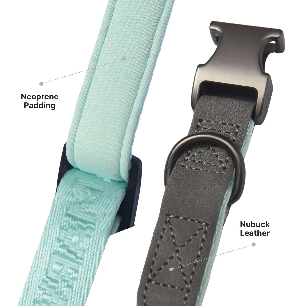 JMT-365322 Heavy Duty Adjustable Neoprene Padded Dog Collar with Side-Release Buckle and D-Ring, 1 in Wide