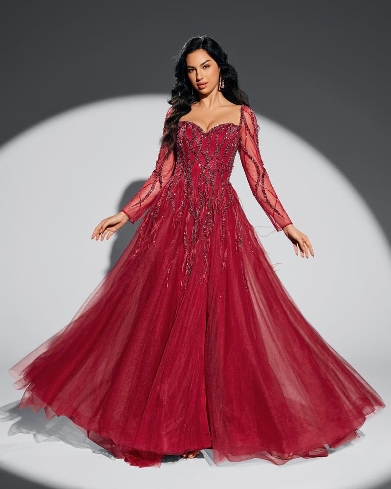 JMT-365386 Elegant Red Evening Dress for Women - Style SH0058