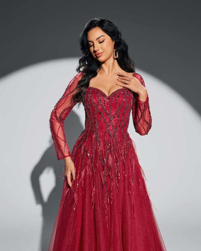 JMT-365386 Elegant Red Evening Dress for Women - Style SH0058