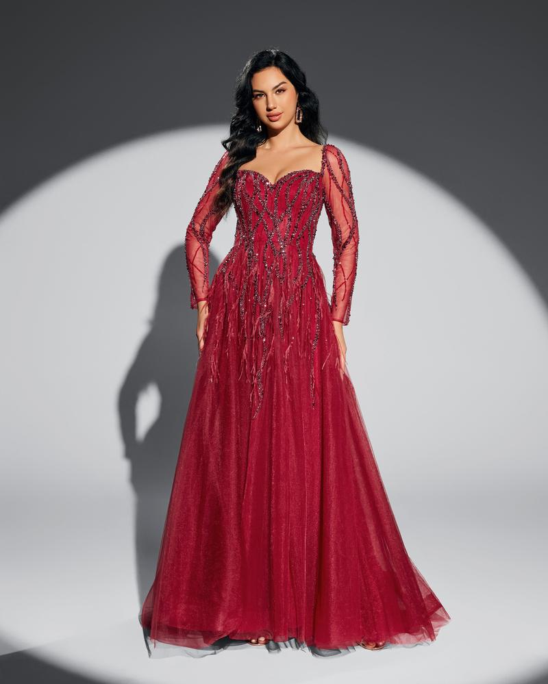 JMT-365386 Elegant Red Evening Dress for Women - Style SH0058